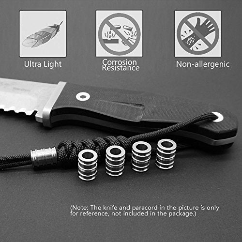 TI-EDC Titanium Lanyard Beads, Long Knife and Zipper Pull Dagger Paracord Beads, Pack of 5 (14mm/0.55”) - Image 4