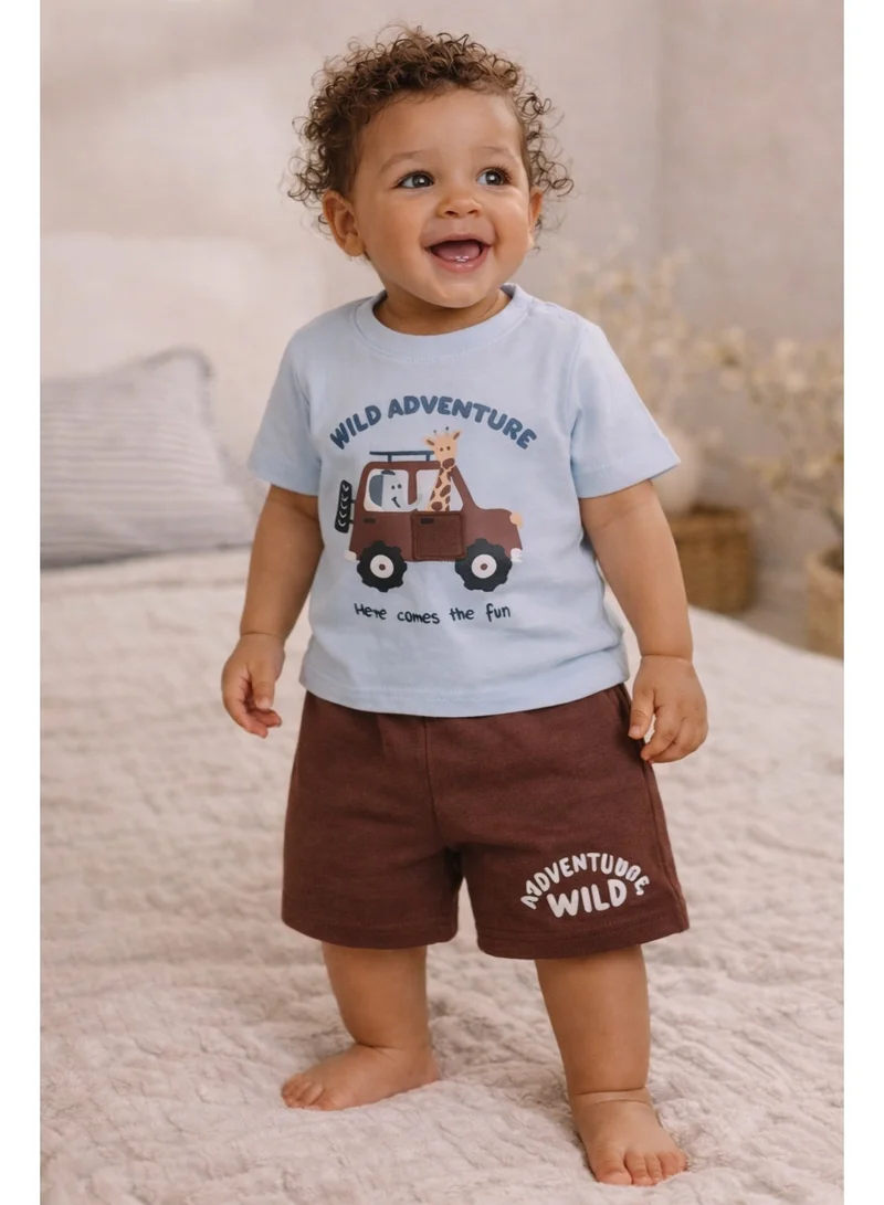 فكتور اند جين Infant Boys’ 2-Piece Set – “Wild Adventure” Interactive Car Door Tee & Shorts