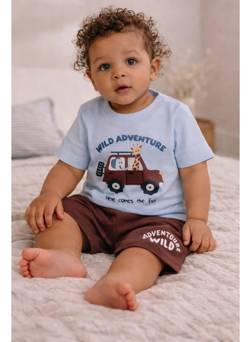 Victor And Jane  Infant Boys’ 2-Piece Set – “Wild Adventure” Interactive Car Door Tee & Shorts for Men | Best Price UAE