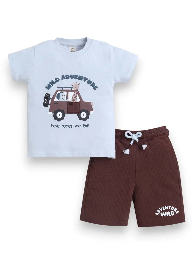 فكتور اند جين Infant Boys’ 2-Piece Set – “Wild Adventure” Interactive Car Door Tee & Shorts