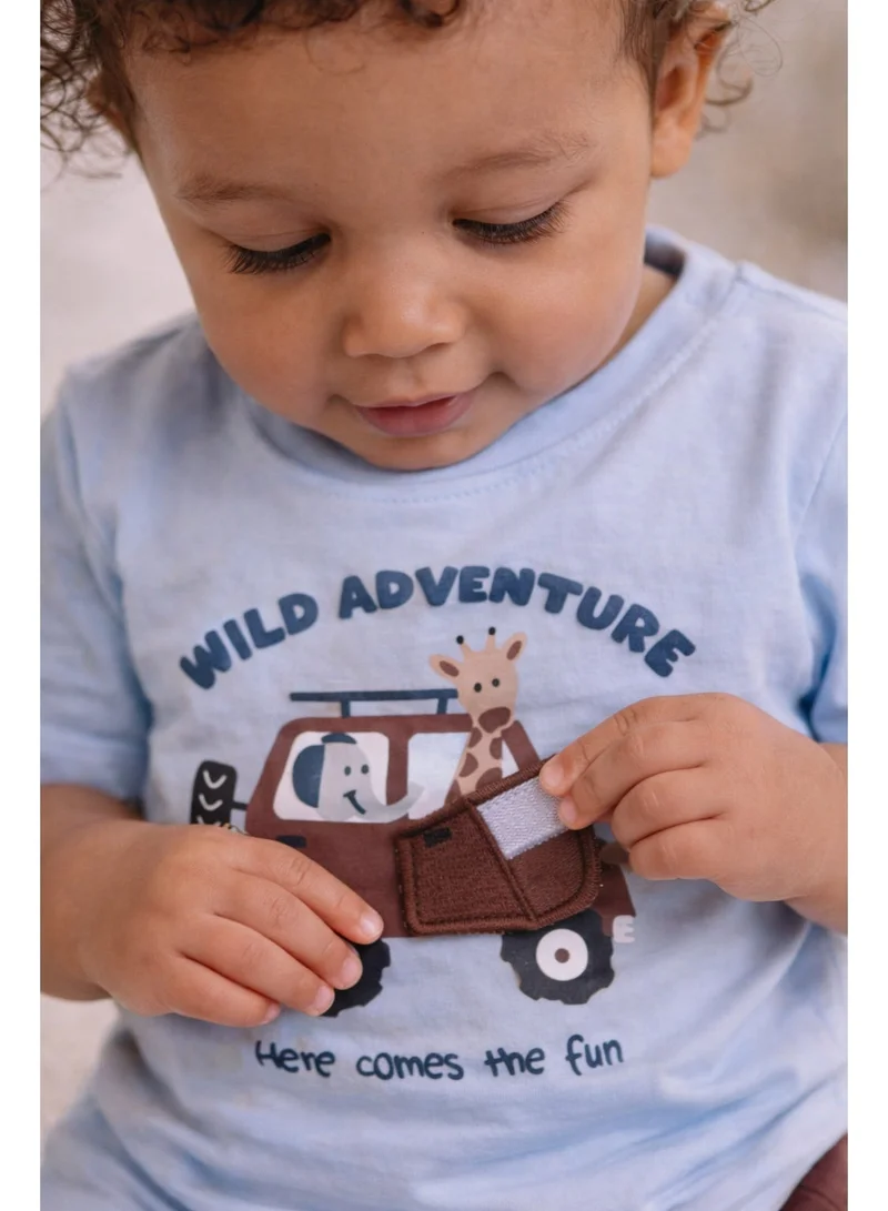 Victor And Jane  Infant Boys’ 2-Piece Set – “Wild Adventure” Interactive Car Door Tee & Shorts for Men | Best Price UAE
