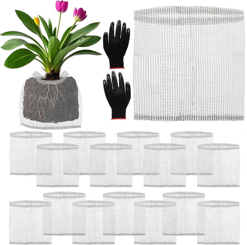 Froidesente 16 Pcs Root Guard Gopher Proof Stainless Wire Steel Baskets, 3 Gallon Gophers Moles Voles Mesh Baskets Protect Plant Roots Tubers Trees Flowers Crops (16 Pcs 3 Gallon) - Image 1