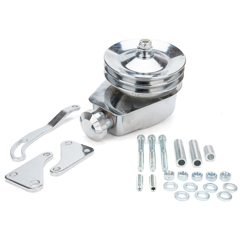 Gelessy Chrome Power Steering Pump And Keyway Pulley Bracket Kit 3913C Compatible With GM Chevy Chevrolet 19661984 Replacement for 4312C 9609x Chrome Saginaw Power Steering Pump