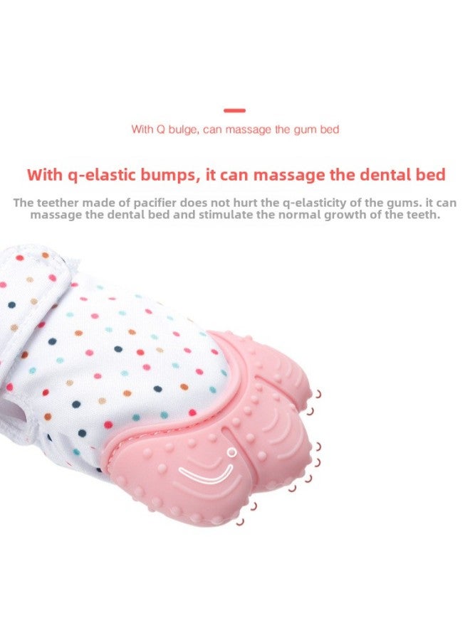 Teether Gloves Baby Teether Baby Anti-bite Silicone Molar Gloves Kidsren's Sound Toy Anti-eating Hand Molar Glue-Color:Pink  - Image 5