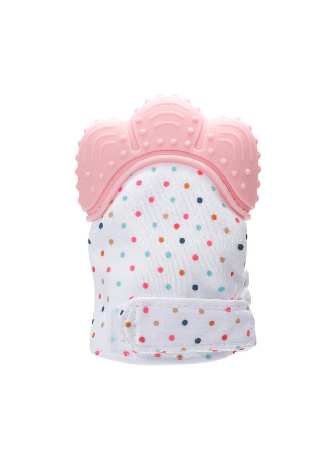Teether Gloves Baby Teether Baby Anti-bite Silicone Molar Gloves Kidsren's Sound Toy Anti-eating Hand Molar Glue-Color:Pink  - Image 3