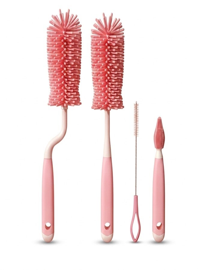Pax Parrot Silicone Baby Bottle Cleaning Brush |360° rotatable Handle, BPA-Free Soft bristles – Perfect for Cleaning Bottles, Nipples & Pacifiers Safely (Pink) - Image 1