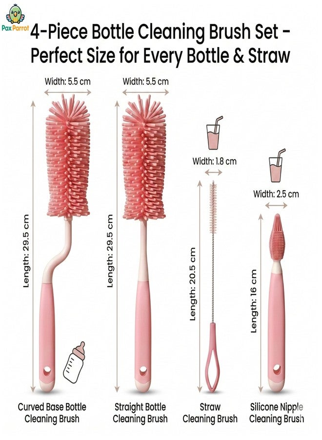 Pax Parrot Silicone Baby Bottle Cleaning Brush |360° rotatable Handle, BPA-Free Soft bristles – Perfect for Cleaning Bottles, Nipples & Pacifiers Safely (Pink) - Image 3