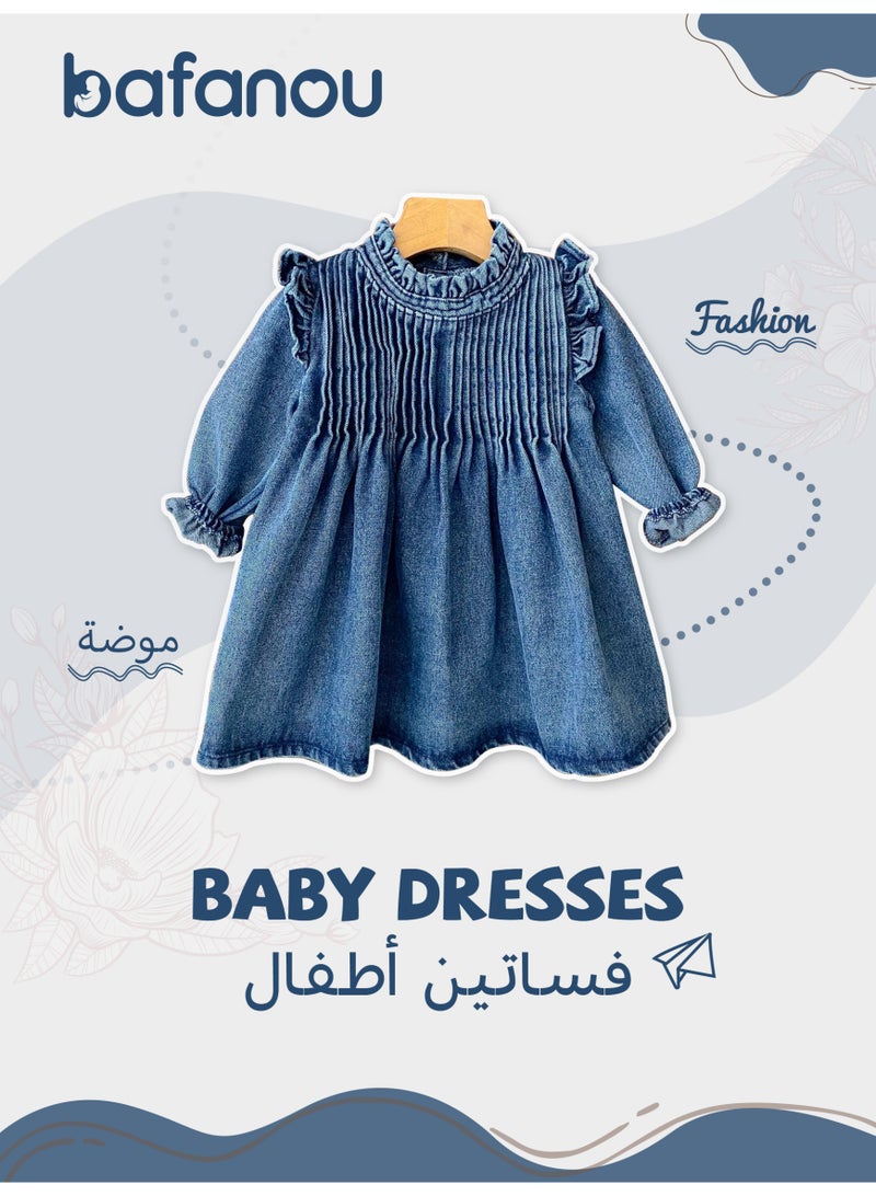 بافانو فساتين كاجوال للبنات الرضع فساتين كاجوال 1-4 سنوات ملابس الربيع الربيعية القابلة للتنفس - Image 1