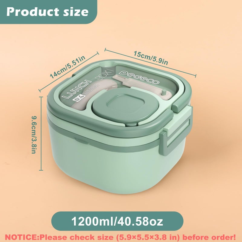 PEDECO Single-Layer Bento Lunch Box for Kids & Adults with Removable Stainless Steel Lunch Container,Dressing Container,BPA-Free,Dishwasher Safe - Includes Utensil(Green,Not Insulated) - Image 3