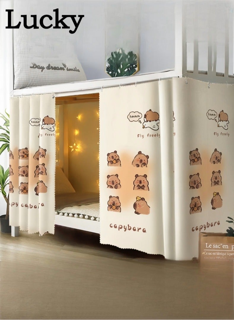 لاكي 2 قطعة ستارة سرير خاصة في الجزء السفلي من السرير بطابقين، ستارة تعتيم سرير مفردة قابلة للتنفس والغبار، ستارة سرير عائلية عنبر، يمكن أن تغطي 3 جوانب - Image 1