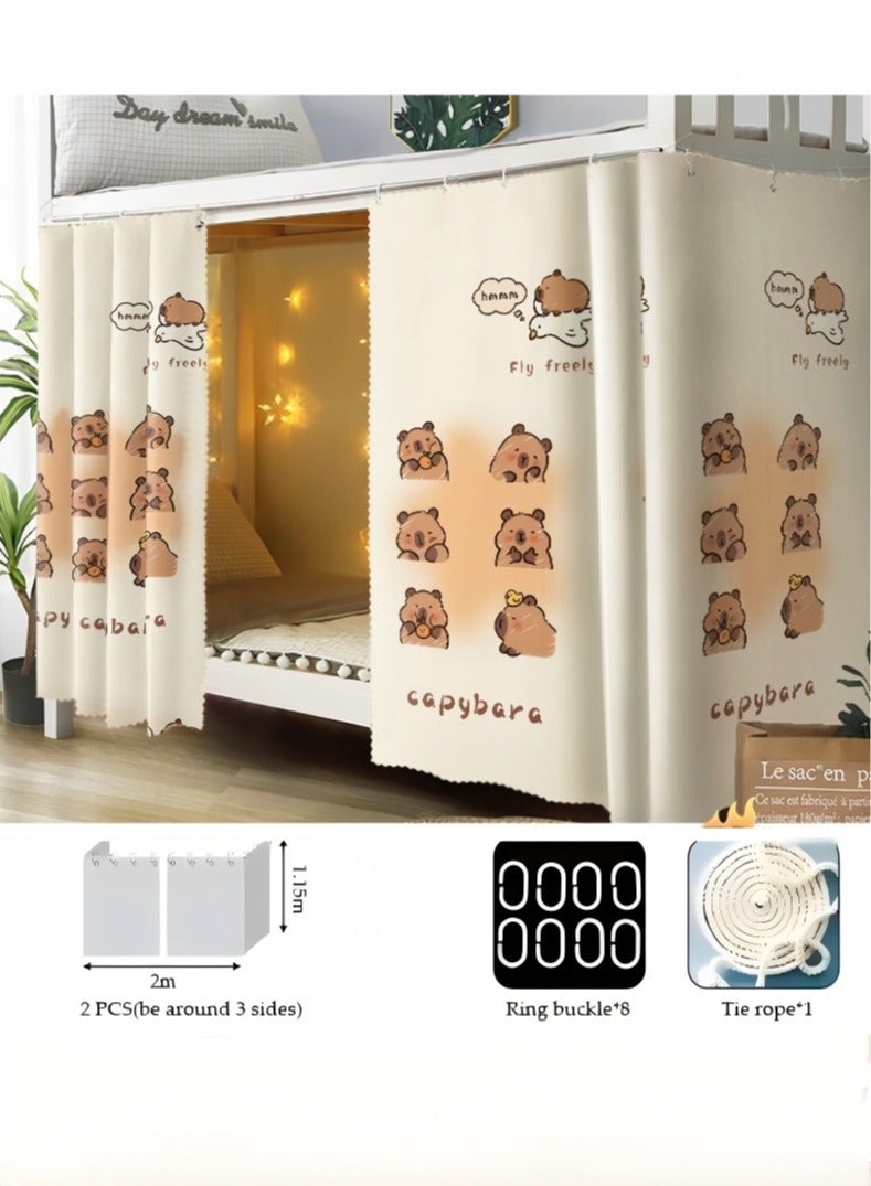 لاكي 2 قطعة ستارة سرير خاصة في الجزء السفلي من السرير بطابقين، ستارة تعتيم سرير مفردة قابلة للتنفس والغبار، ستارة سرير عائلية عنبر، يمكن أن تغطي 3 جوانب - Image 2