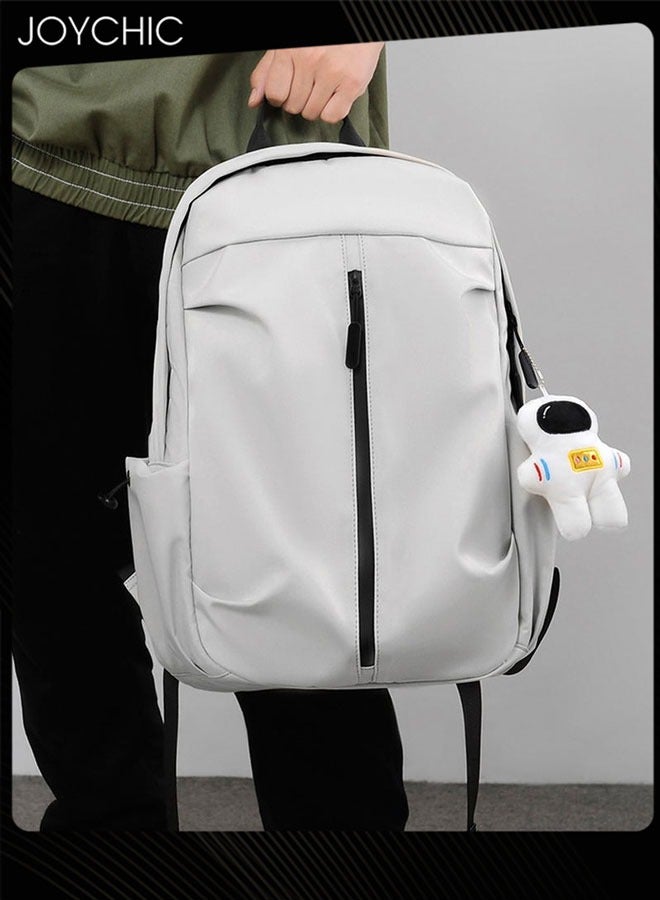 Joychic حقيبة ظهر جديدة للأعمال مضادة للسرقة مصنوعة من البوليستر، حقيبة كتب مقاومة للماء، حقيبة مدرسية كبيرة السعة مع قلادة رائد فضاء، بيضاء - Image 2