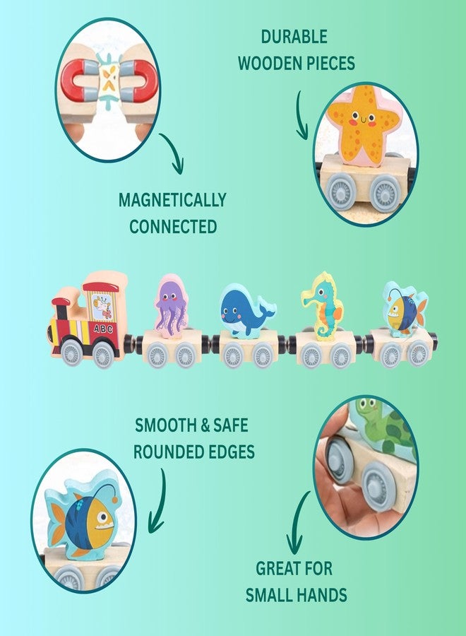 PN AVAN Animal Enlightenment Wooden Toy Train for Toddlers - Animal, Transportation, Fruit, Color Recognition Early Education Blocks (Train Toy Model 3) - Image 3
