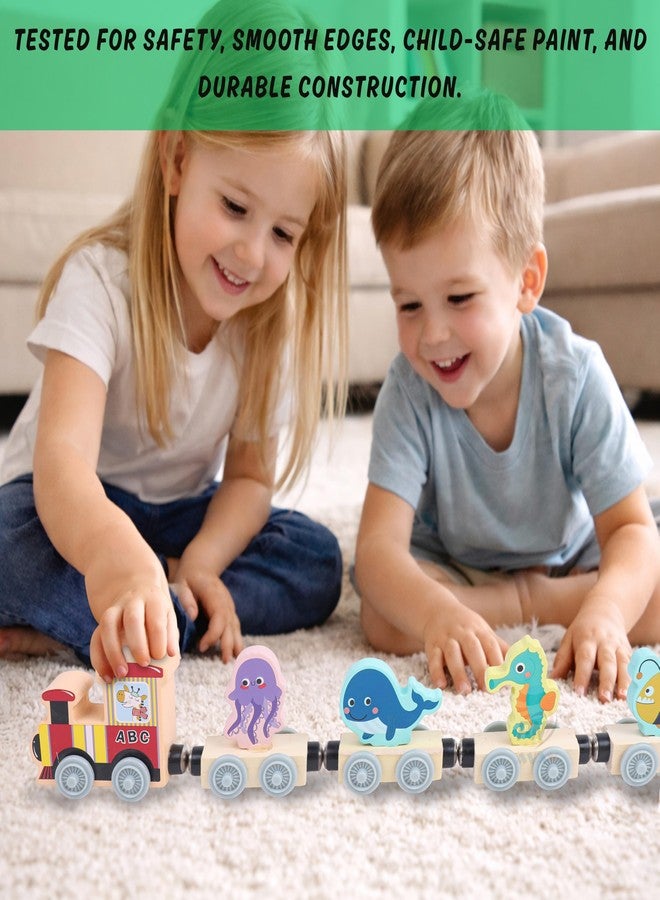 PN AVAN Animal Enlightenment Wooden Toy Train for Toddlers - Animal, Transportation, Fruit, Color Recognition Early Education Blocks (Train Toy Model 3) - Image 4