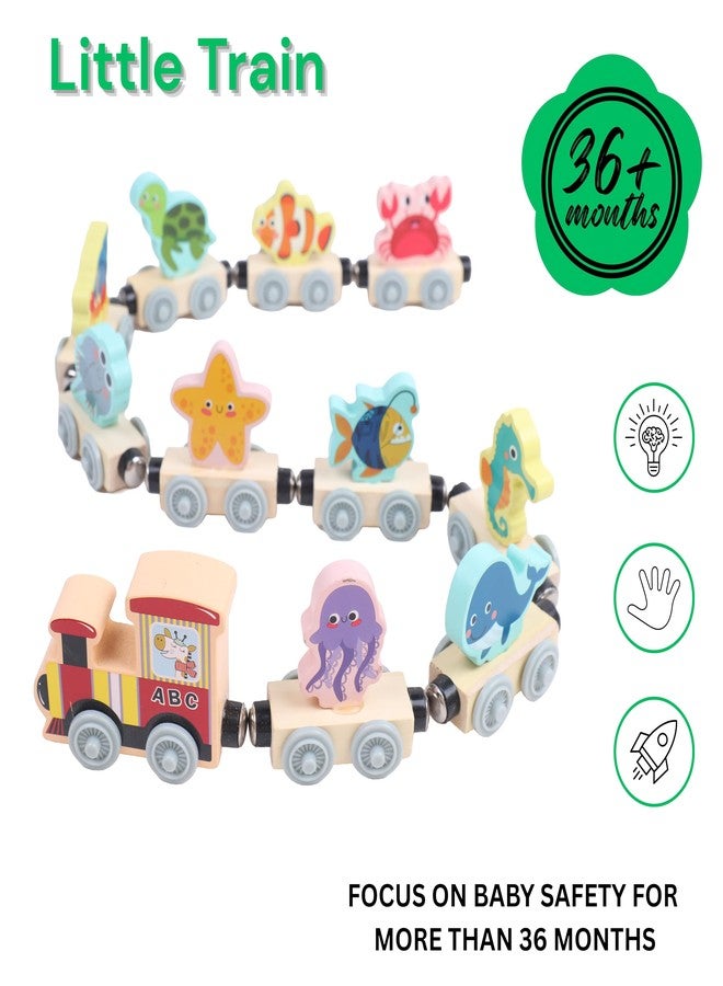 PN AVAN Animal Enlightenment Wooden Toy Train for Toddlers - Animal, Transportation, Fruit, Color Recognition Early Education Blocks (Train Toy Model 3) - Image 2