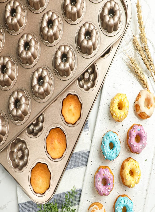 Webake 1.8" Mini Fluted Tube Cake Pan, 24-Cup Non-stick Bite Size Bundtinis Petite Fluted Cake Mold Heavy Gauge Carbon Steel Set of 2 - Image 4