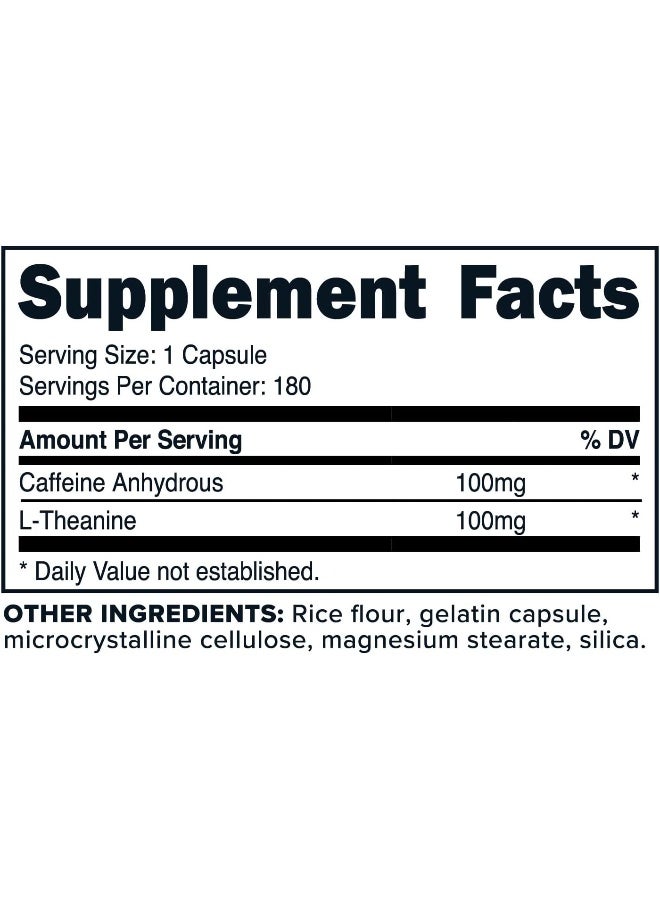 Primaforce Caffeine with L-Theanine, 100mg of Each, 180 Capsules, 180 Servings - Non-GMO, Soy Free, and Gluten Free - Image 2