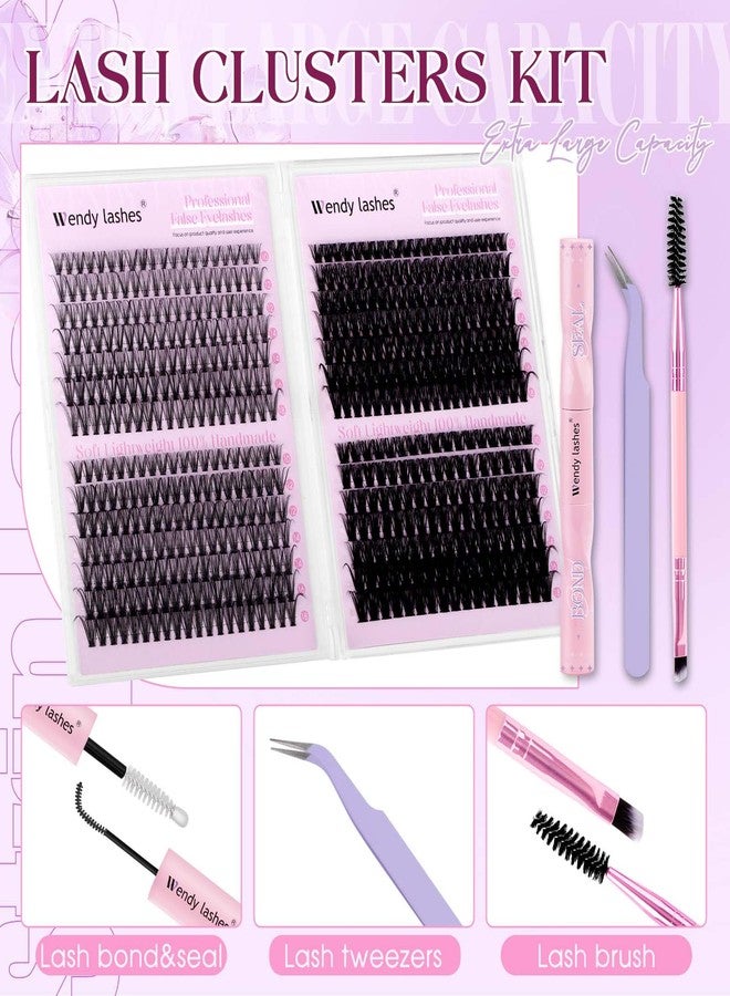 WENDY LASHES Lash Clusters Kit 30D+40D+60D+80D Wispy Individual Lashes Kit D-Curly Volume Lash Extensions 10-18mm Natural DIY Cluster Lashes Kit for Beginners - Image 2