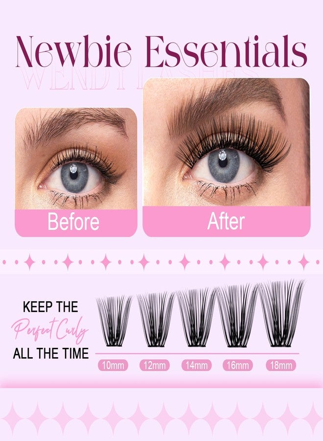WENDY LASHES Lash Clusters Kit 30D+40D+60D+80D Wispy Individual Lashes Kit D-Curly Volume Lash Extensions 10-18mm Natural DIY Cluster Lashes Kit for Beginners - Image 4