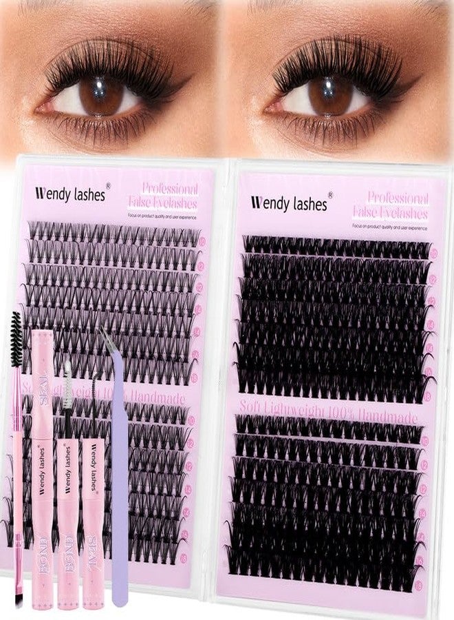 WENDY LASHES Lash Clusters Kit 30D+40D+60D+80D Wispy Individual Lashes Kit D-Curly Volume Lash Extensions 10-18mm Natural DIY Cluster Lashes Kit for Beginners - Image 1