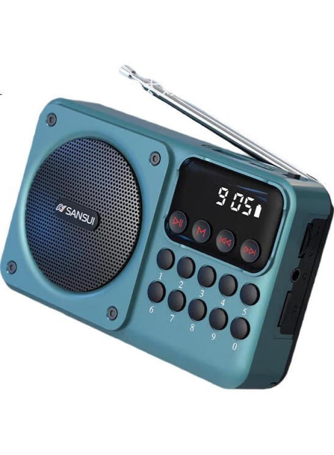 Sansui M39 Radio For Elderly Seniors, Rechargeable Mini Speaker With Card Slot, Portable Fm Radio Bluetooth Speaker Music Player, Blue - Image 2
