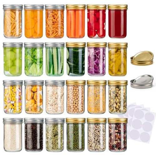 SPANLA Mason Jars 8 oz, 24 Pack Canning jars 8 oz Jelly Jars With Regular Lids and Bands, Half Pint Glass Jars Ideal for Jam, Honey, Wedding Favors, Shower Favors - Image 1