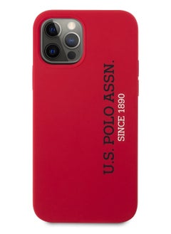 U.S. Polo Assn. iPhone 12 / 12 Pro Hard Case 6.1inch Liquid Silicone with Vertical Logo / Shock Resistant / Dirt Proof - Red  - Image 1