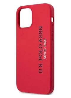 U.S. Polo Assn. iPhone 12 / 12 Pro Hard Case 6.1inch Liquid Silicone with Vertical Logo / Shock Resistant / Dirt Proof - Red  - Image 4