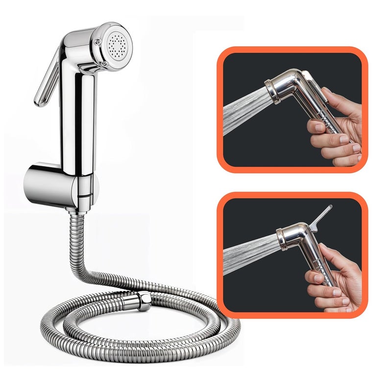 FIORA ABS Milano Health Faucet Gun with SS-304 Grade 1.5 Meter Flexible Hose Pipe and Wall Hook (Chrome) (Jet Spray for Toilet) - Image 1