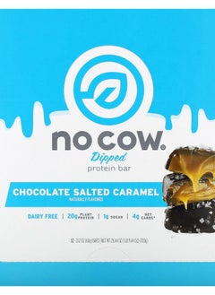 No Cow Dipped Protein Bar Chocolate Salted Caramel 12 Bars 2.12 oz (60 g) Each 