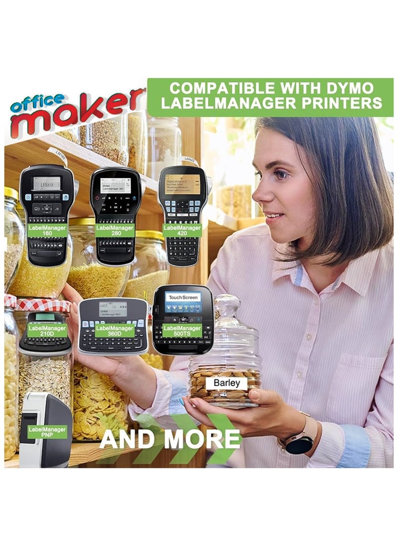 Office Maker - 2- Piece of DYMO Compatible 40913 D1 Labels, 9mm x 7m Roll, Black Print on White Tape, Self-Adhesive Labels for LabelManager and MobileLabeler Label Printers - Image 1