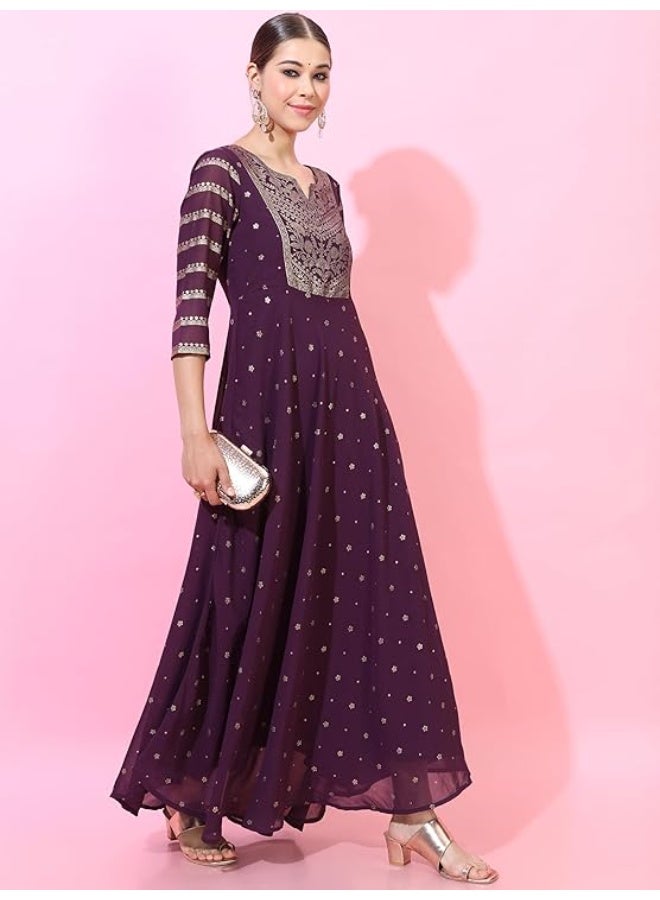 Vishudh Women's  Dress & Dupatta Set | Ready-to-Wear Indian Outfit for Women | Coordinate Fashion for Indian Celebrations Polyester  2xl PURPLE - Image 2