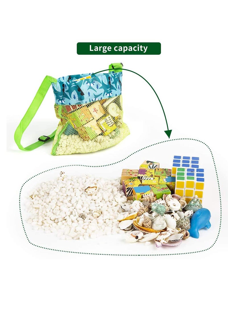 Excefore حقائب ألعاب الشاطئ على شكل قواقع، حقيبة شاطئ للأطفال حقائب شاطئ شبكية ملونة لحقيبة قواقع الأطفال لتخزين الألعاب أو الفواكه أو الخضروات، العبوة تشمل 5 قطع - Image 4