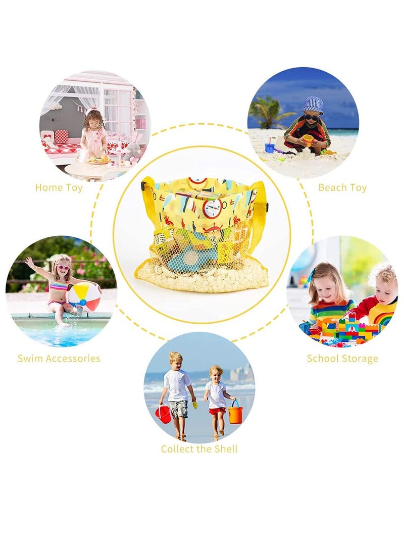 Excefore حقائب ألعاب الشاطئ على شكل قواقع، حقيبة شاطئ للأطفال حقائب شاطئ شبكية ملونة لحقيبة قواقع الأطفال لتخزين الألعاب أو الفواكه أو الخضروات، العبوة تشمل 5 قطع - Image 5