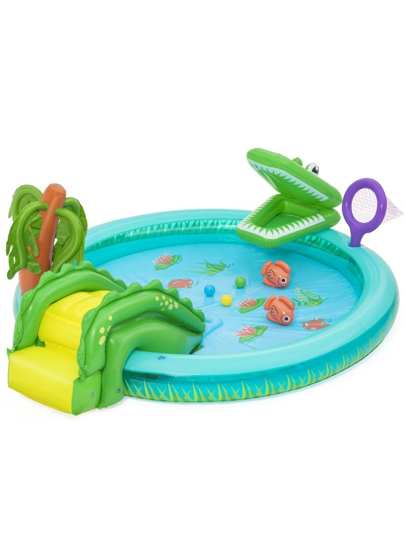 Bestway Embark on an exciting water adventure with the Bestway H2OGO Crocodile Cove Play Center! (2.24 m x 1.81 m x 72 cm) - Image 1