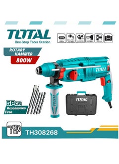 TOTAL 800 W Rotary Hammer Drilling machine and Tool Accessories Set 220-240V