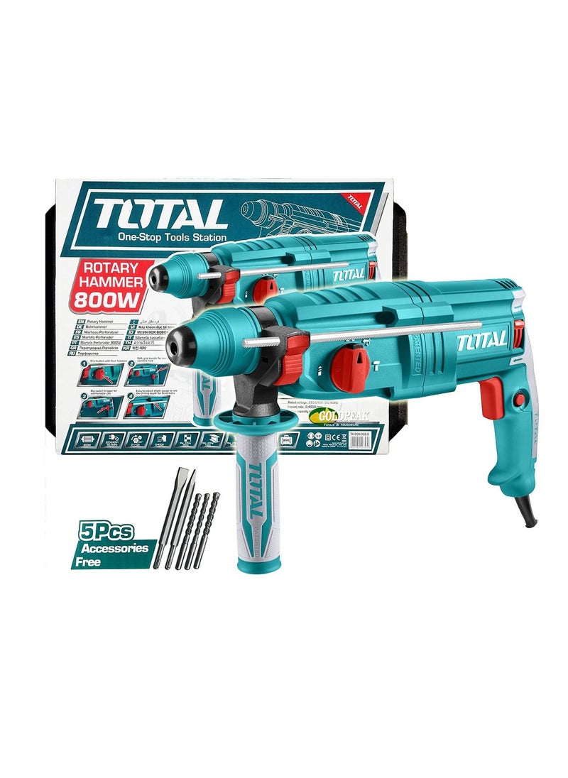 TOTAL - TOTAL 800 W Rotary Hammer Drilling machine and Tool Accessories Set 220-240V - Image 1