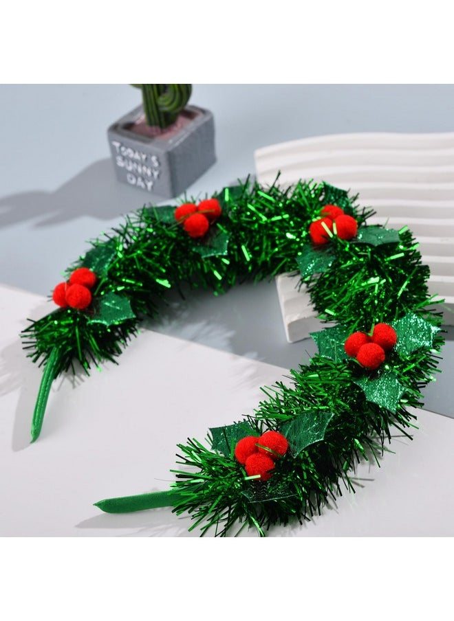 Lux Accessories LUX ACCESSORIES Mistletoe Green Tinsel Holiday Headband  - Image 3