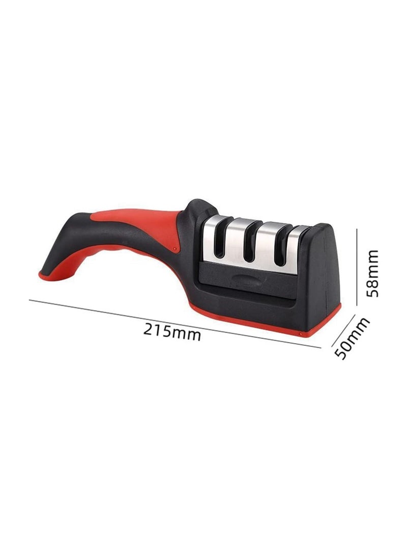 MMG - 3 in 1 Knife Sharpener with 3 Stages, Handheld Knife Sharpener Helps Repair, Restore, Polish Blades, Including Straight, Serrated Blades and Scissors - Image 1