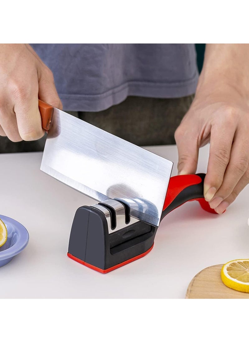 MMG 3 in 1 Knife Sharpener with 3 Stages, Handheld Knife Sharpener Helps Repair, Restore, Polish Blades, Including Straight, Serrated Blades and Scissors  - Image 2