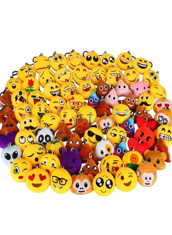 Dreampark 80 Pack Mini Emoticon Keychain Plush, Party Favors for Kids, Valentine's Day Gifts/Birthday Party Supplies, Emoticon Gifts Toys Carnival Prizes for Kids 2" Set of 80 - Image 5