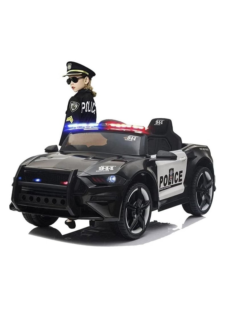 BABYCARA - 12V Electric Ride On Police Car for Kids with Remote Control LED Lights Siren and Microphone - Image 1