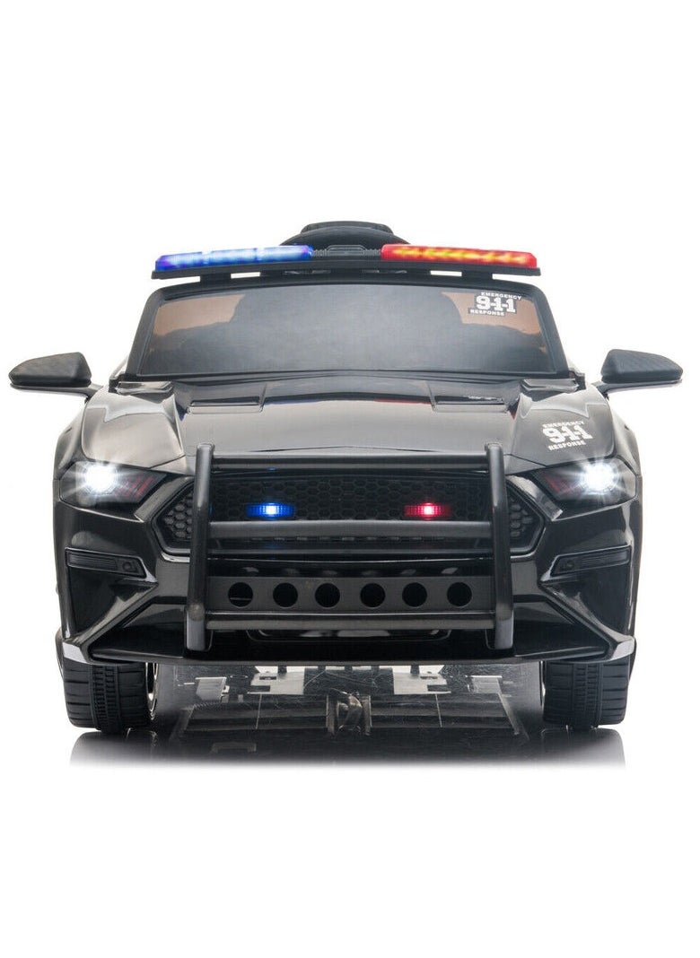 BABYCARA - 12V Electric Ride On Police Car for Kids with Remote Control LED Lights Siren and Microphone - Image 1
