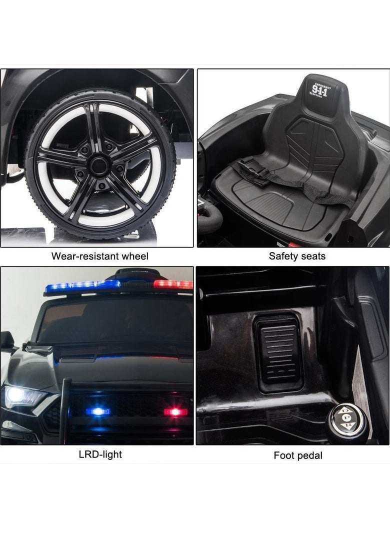 BABYCARA - 12V Electric Ride On Police Car for Kids with Remote Control LED Lights Siren and Microphone - Image 1