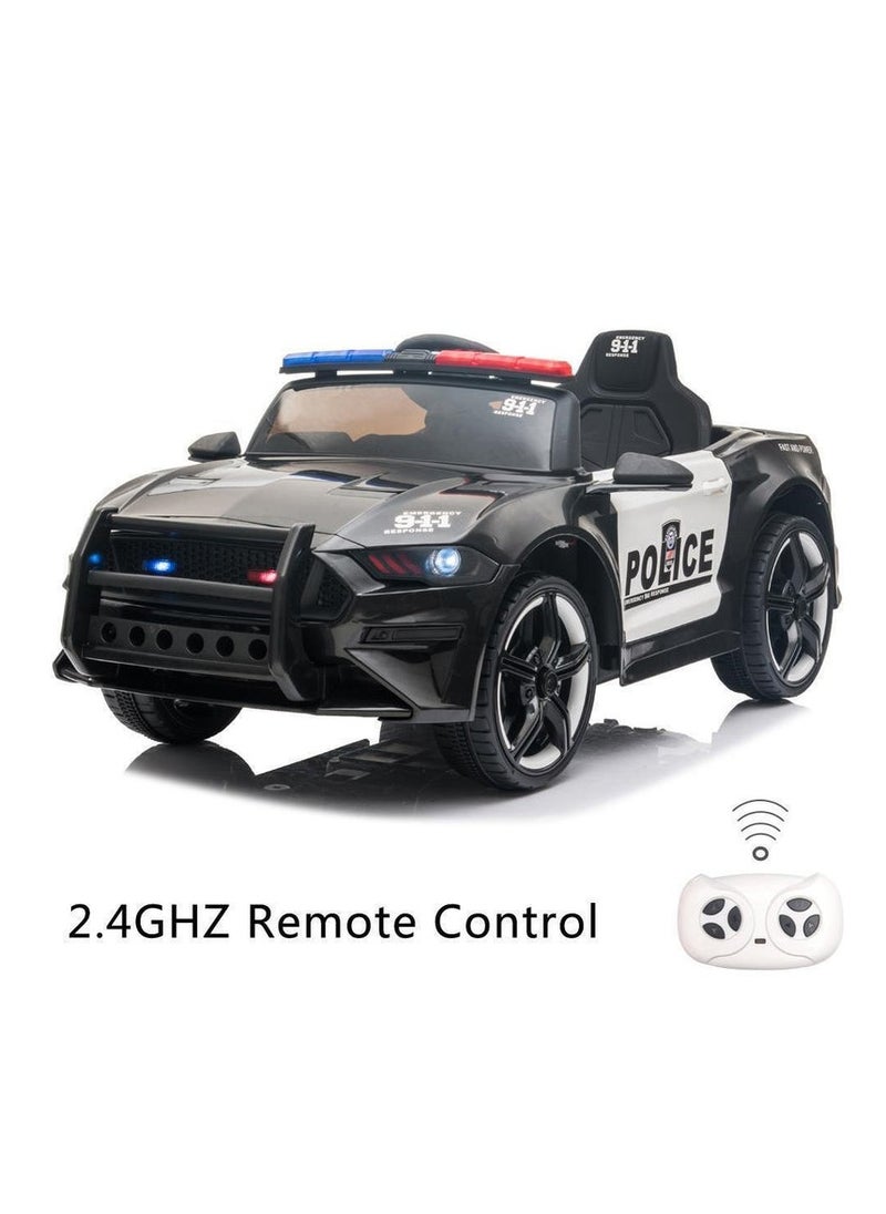 BABYCARA - 12V Electric Ride On Police Car for Kids with Remote Control LED Lights Siren and Microphone - Image 1