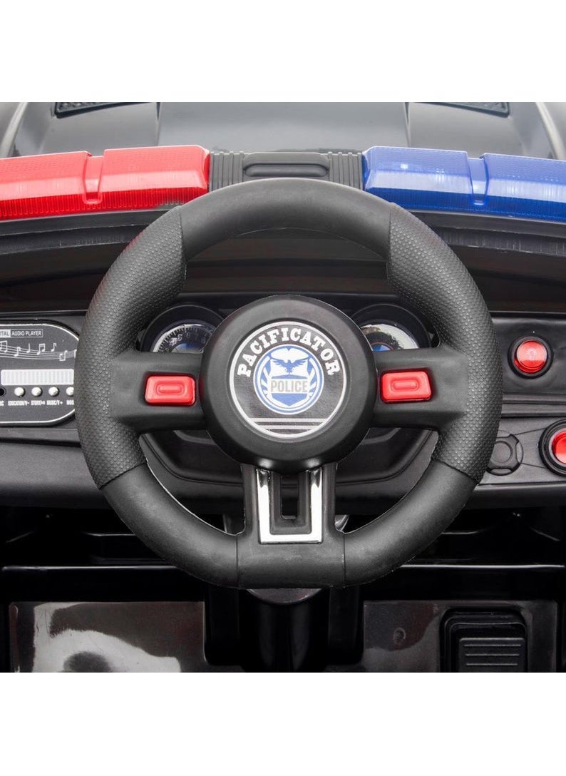 BABYCARA - 12V Electric Ride On Police Car for Kids with Remote Control LED Lights Siren and Microphone - Image 1