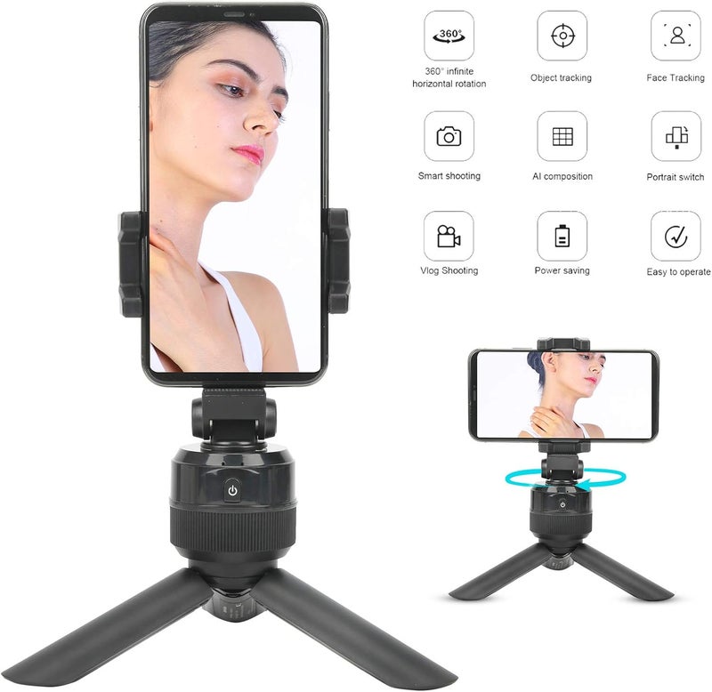 klarako Phone Tripod Lightweight Smart Tripod Stand Automatic Face Recognition 360° Horizontal Rotation Wireless Remote Shutter for Vlog Live Broadcasting - Image 4