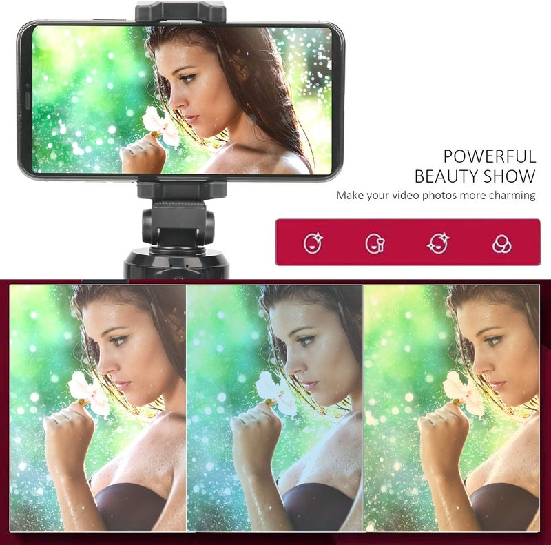 klarako Phone Tripod Lightweight Smart Tripod Stand Automatic Face Recognition 360° Horizontal Rotation Wireless Remote Shutter for Vlog Live Broadcasting - Image 3