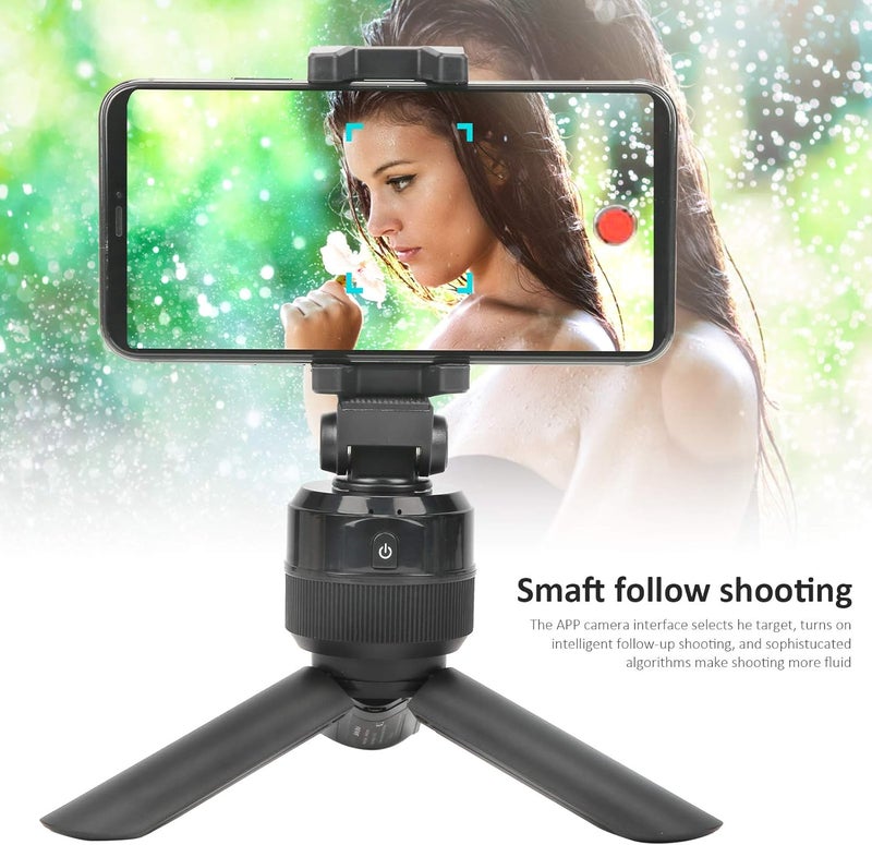 klarako Phone Tripod Lightweight Smart Tripod Stand Automatic Face Recognition 360° Horizontal Rotation Wireless Remote Shutter for Vlog Live Broadcasting - Image 2