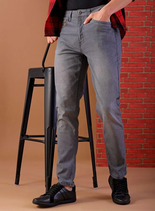 Men Slim Fit Solid Mid-Rise Jeans